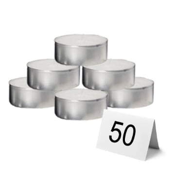 MAURY'S CANDELINE TEA LIGHT 50PZ BIANCHE SENZA PROFUMO BASE IN METALLO