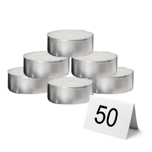 MAURY'S CANDELINE TEA LIGHT 50PZ BIANCHE SENZA PROFUMO BASE IN METALLO