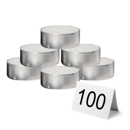 MAURY'S CANDELINE TEA LIGHT 100PZ BIANCHE SENZA PROFUMO BASE IN METALLO