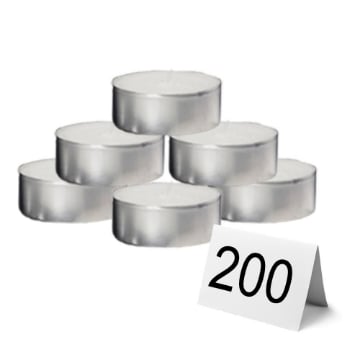 MAURY'S CANDELINE TEA LIGHT 200PZ BIANCHE SENZA PROFUMO BASE IN METALLO
