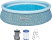 BESTWAY PISCINA FAST SET FORMA ROTONDA 4,57 M X 1,07 CM GRAFICA A LINEE CURVE  CAP. 12.362 L + 1 POMPA + 1 CARTUCCIA + 1 SCALETTA