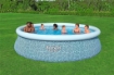 BESTWAY PISCINA FAST SET FORMA ROTONDA 4,57 M X 1,07 CM GRAFICA A LINEE CURVE  CAP. 12.362 L + 1 POMPA + 1 CARTUCCIA + 1 SCALETTA