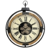 OROLOGIO CLASSICO CON NUMERI ROMANI LEGNO/METALLO ROTONDO 61X8X74.5 CM INGRANAGGI IN MOVIMENTO DA ARREDO