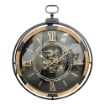 OROLOGIO MODERNO CON NUMERI ROMANI LEGNO/METALLO ROTONDO 74.5X89X8CM INGRANAGGI IN MOVIMENTO DA ARREDO