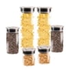 MA MAISON FOODIE SET 6 BARATTOLI DA CUCINA IN VETRO CON COPERCHIO CROMATO INOX A CHIUSURA ERMETICA 10X12H CM - 10X19H CM - 10X31H CM 