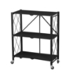 MA MAISON SCAFFALE PIEGHEVOLE 3 RIPIANI IN COLORE NERO CON ROTELLE PER SPOSTAMENTO RICHIUDIBILE E RIPONIBILE 72X34X88,5H CM 
