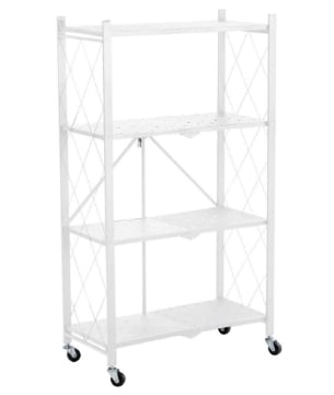 MA MAISON SCAFFALE PIEGHEVOLE 4 RIPIANI BIANCO CON ROTELLE PER SPOSTAMENTO RICHIUDIBILE E RIPONIBILE 72X24X125 CM 