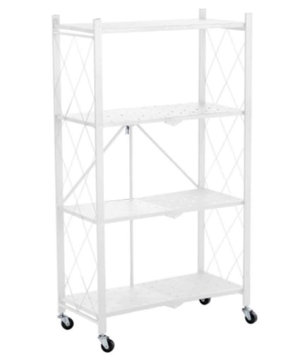 MA MAISON SCAFFALE PIEGHEVOLE 4 RIPIANI BIANCO CON ROTELLE PER SPOSTAMENTO RICHIUDIBILE E RIPONIBILE 72X24X125 CM 