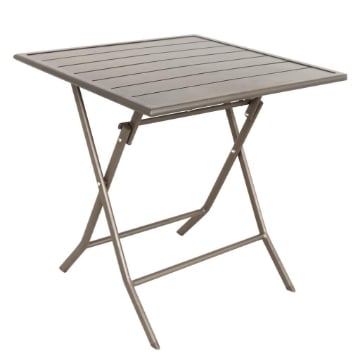 TAVOLO PIEGHEVOLE EASY IN ACCIAIO 60X60X70 CM TOP DOGHE IN ACCIAIO COLOR GRIGIO
