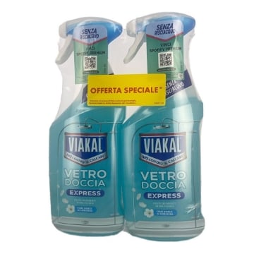 VIAKAL N 1° CONTRO IL CALCARE VETRO DOCCIA EXPRESS PULITO SPLENDENTE CON FIORE BIANCO DI PRIMAVERA 2X 720 ML OKX