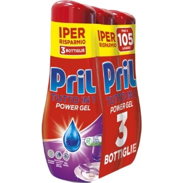 PRIL TUTTO IN 1 POWER GEL 0% RESIDUI MULTI AZIONE CONTRO LO SPORCO DIFFICILE FINO A 105 LAVAGGI 3X 630 ML OKX