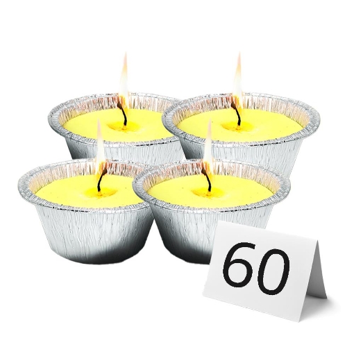 SET 60 CANDELE ALLA CITRONELLA BASE IN ALLUMINIO PER USO ESTERNO CON SPAGO DURATA +10H 