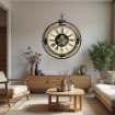 OROLOGIO CLASSICO CON NUMERI ROMANI LEGNO/METALLO ROTONDO 61X8X74.5 CM INGRANAGGI IN MOVIMENTO DA ARREDO