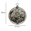 OROLOGIO MODERNO CON NUMERI ROMANI LEGNO/METALLO ROTONDO 74.5X89X8CM INGRANAGGI IN MOVIMENTO DA ARREDO