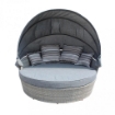DIVANETTO CONCHIGLIONE  CON STRUTTURA IN ALLUMINIO E CUSCINI GRIGIO MATERIALE UV PROTECTION CM Ø 180 X 80 H OKX