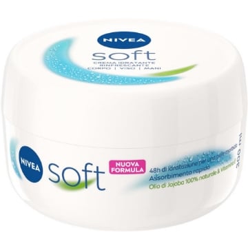 NIVEA CREMA SOFT 300ML NUOVA FORMULA IDRATANTE E RINFRESCANTE PER CORPO VISO CORPO E MANI