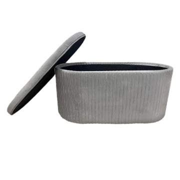 POUF CONTENITORE CASSAPANCA CON RILIEVO E PIANO DI APPOGGIO VELLUTATO 40X40X80H CM OKX