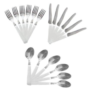 MAURY'S POSATE DA TAVOLA IN SET DA 18 PEZZI DI COLORE BIANCO