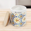 SET DI BARATTOLI ZUCCHERO E CAFFÈ CON DECORI E TAPPO IN LEGNO