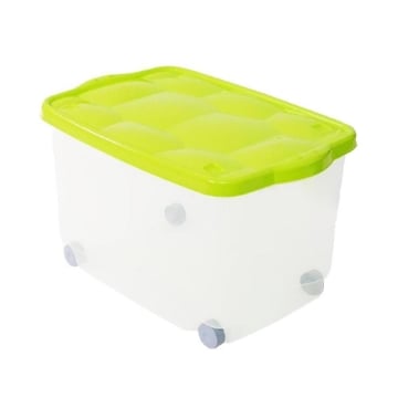 CONTENITORE MULTIUSO TRASPARENTE CON RUOTE - COLORI ASSORTITI 60X40X36 55 LT.