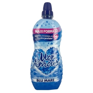 MON AMOUR AMMORBIDENTE CONCENTRATO NUOVA FORMULA CON EXTRA PROFUMO FRAGRANZA BLU MARE 54 LAVAGGI MAXI FORMATO 1350 ML OKX