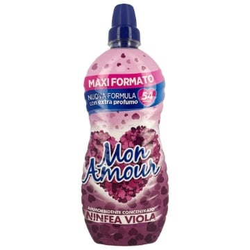 MON AMOUR AMMORBIDENT CONCENTRATO NUOVA FORMULA CON EXTRA PROFUMO FRAGRANZA NINFEA VIOLA 54 LAVAGGI MAXI FORMATO 1350 ML OKX