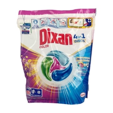 DIXAN COLOR 4 IN 1 DISCS PULITO PROFONDO PULIZIA PER IL BUCATO FRESCHEZZA IGENICA PER LA LAVATRICE POTERE CONCENTRATO 50 DISAGGI 825 G OKX