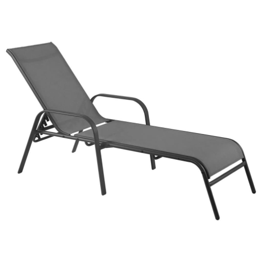 MA MAISON LETTINO EDEN GRIGIO RECLINABILE IN 4 POSIZIONI TESSUTO TEXTILENE STRUTTURA IN ACCIAIO CON BRACCIOLI 193X65X102 CM 