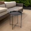 TAVOLINO TONDO IN METALLO PIEGHEVOLE NERO DIAMETRO 38X43H CM CON GAMBE NERE E INCROCIO OKX