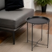 TAVOLINO TONDO IN METALLO PIEGHEVOLE NERO DIAMETRO 38X43H CM CON GAMBE NERE E INCROCIO OKX