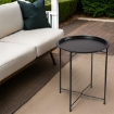 TAVOLINO TONDO IN METALLO PIEGHEVOLE NERO DIAMETRO 38X43H CM CON GAMBE NERE E INCROCIO OKX