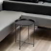 TAVOLINO TONDO IN METALLO PIEGHEVOLE NERO DIAMETRO 38X43H CM CON GAMBE NERE E INCROCIO OKX