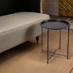 TAVOLINO TONDO IN METALLO PIEGHEVOLE NERO DIAMETRO 38X43H CM CON GAMBE NERE E INCROCIO OKX