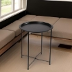 TAVOLINO TONDO IN METALLO PIEGHEVOLE NERO DIAMETRO 38X43H CM CON GAMBE NERE E INCROCIO OKX