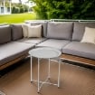 TAVOLINO TONDO IN METALLO PIEGHEVOLE BIANCO DIAMETRO 38X43H CM CON GAMBE BIANCHE E INCROCIO OKX