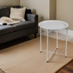 TAVOLINO TONDO IN METALLO PIEGHEVOLE BIANCO DIAMETRO 38X43H CM CON GAMBE BIANCHE E INCROCIO OKX