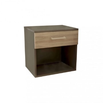 COMODINO IN LEGNO SCURO E CHIARO CON UN CASSETTO CM 44,5 X 35 X 43,5 H OKX