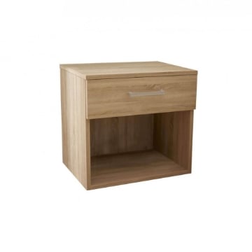 COMODINO IN LEGNO TRUCIOLARE BILAMINATO CON UN CASSETTO COLORE QUERCIA CHIARO CM 44,5 X 35 X 43,5 H OKX