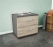 COMODINO IN LEGNO TRUCIOLARE BILAMINATO COLORE GRIGIO E LEGNO OLMO CM 44,5 X 35 X 43,5 H OKX