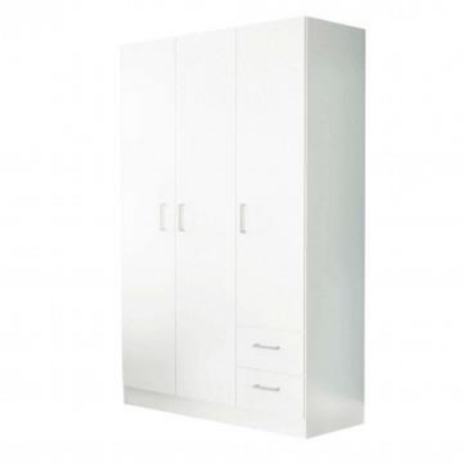 ARMADIO IN LEGNO TRUCIOLARE BILAMINATO 3 ANTE E 2 CASSETTI BIANCO CM 120 X 52 X 190 H OKX