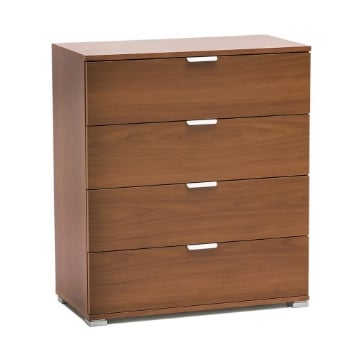 CASSETTIERA IN LEGNO TRUCIOLARE BILAMINATO TINTA NOCE CON 4 CASSETTI 75 X 38 X 85H CM OKX