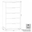 CASSETTIERA IN LEGNO TRUCIOLARE BILAMINATO COLORE ROVERE GRIGIO CON 5 CASSETTI 75 X 38 X H103 CM OKX