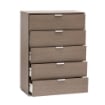 CASSETTIERA IN LEGNO TRUCIOLARE BILAMINATO COLORE ROVERE GRIGIO CON 5 CASSETTI 75 X 38 X H103 CM OKX
