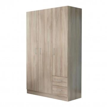 ARMADIO 3 ANTE E 2 CASSETTI IN LEGNO TRUCIOLARE BILAMINATO COLORE OLMO CM 120 X 52 X 190 H OKX