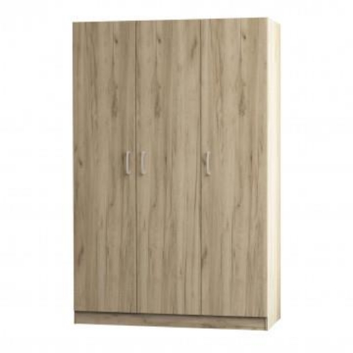 ARMADIO A 3 ANTE IN LEGNO TRUCIOLARE BILAMINATO COLORE MARRONE CM120X46X190 H OKX