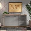 MOBILE MULTIUSO CREDENZA E CASSETTIERA IN LEGNO TRUCIOLARE BILAMINATO COLORE GRIGIO  CM 161,5 X 40 X 84 H OKX