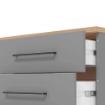 MOBILE PORTA TV IN LEGNO TRUCIOLARE BILAMINATO CON MENSOLE IN VETRO COLORE ROVERE CHIARO E GRIGIO CM 161,5 X 40 X 65 H OKX