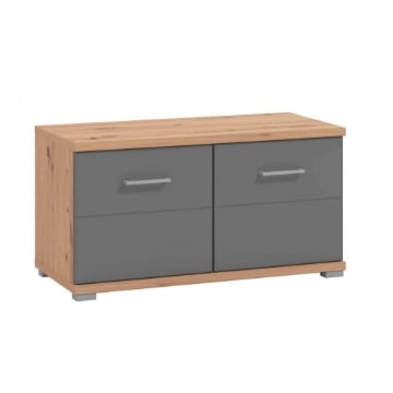 ARMADIETTO IN LEGNO TRUCIOLARE BILAMINATO COLORE ROVERE CHIARO E GRIGIO CM 86,6 X 40 X 456 H OKX