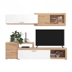 MOBILE PORTA TV IN LEGNO TRUCIOLARE BILAMINATO COLORE ROVERE CHIARO E BIANCO LACCATO CM 248,5 X 41,5 X 201 H OKX