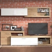 MOBILE PORTA TV IN LEGNO TRUCIOLARE BILAMINATO COLORE ROVERE CHIARO E BIANCO LACCATO CM 248,5 X 41,5 X 201 H OKX